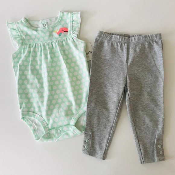 Baby Girl Whale Bodysuit & Pant Set Outfit Clothes - Picture 1 of 3